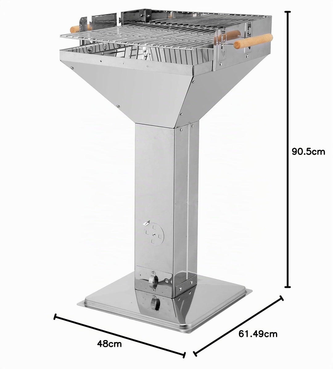 Holzkohle-Säulengrill Edelstahl mit Kamineffekt, 47 cm Rost, 84–90 cm Arbeitshöhe - Bild 11
