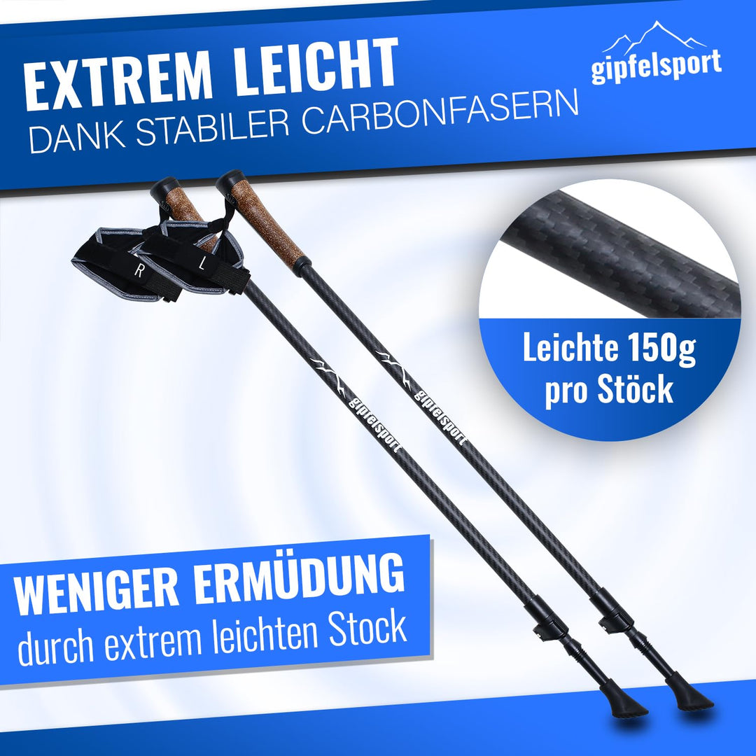 Nordic Walking Stöcke Carbon Teleskop verstellbar 77–120 cm - Bild 2