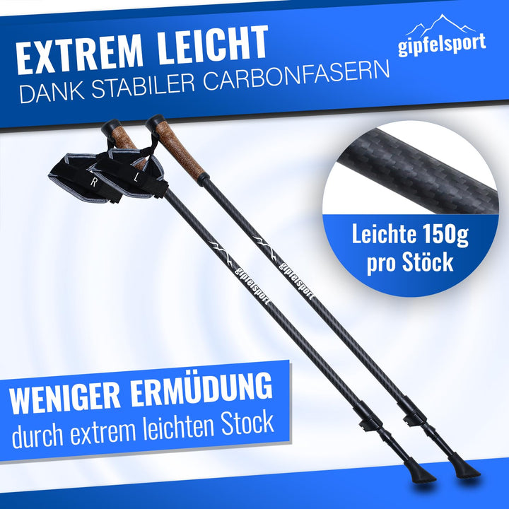 Nordic Walking Stöcke Carbon Teleskop verstellbar 77–120 cm - Bild 2