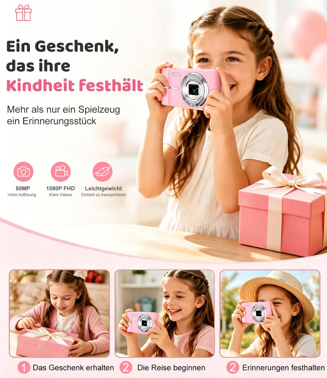Digitalkamera 50MP 1080P mit 16x Zoom für Kinder und Teenager - Bild 7