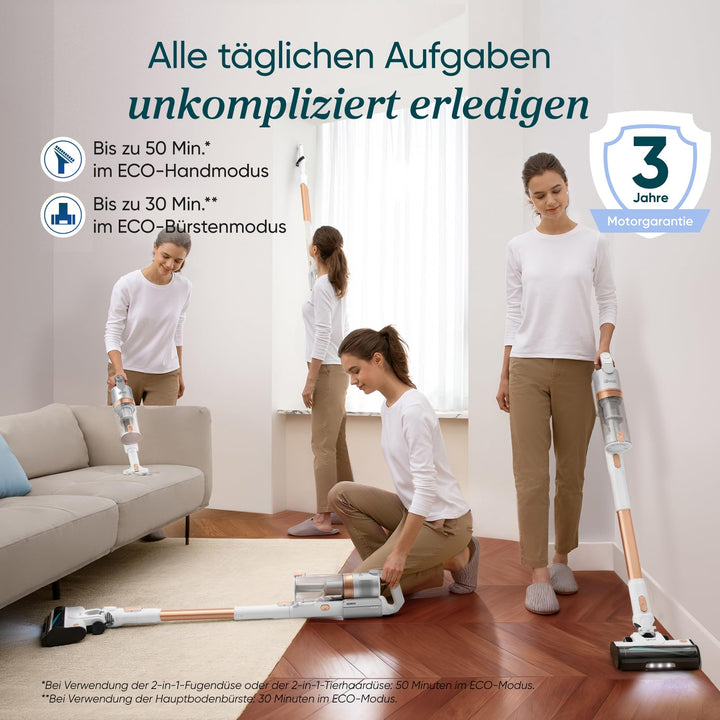 Akku-Staubsauger kabellos Anti-Tangle 75m² 50min Laufzeit Gold - Bild 6
