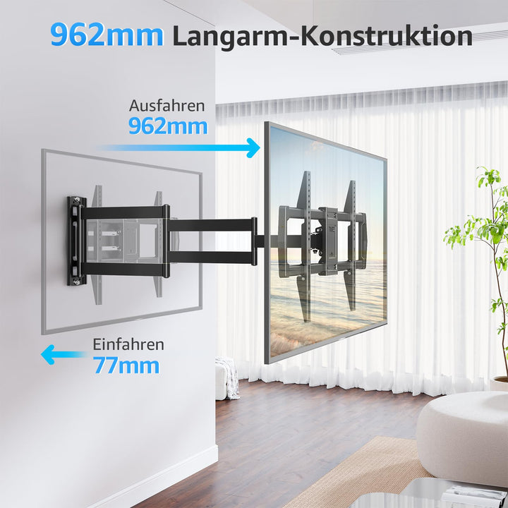 TV Wandhalterung Langarm 962mm schwenkbar für 42–75 Zoll bis 45kg - Bild 4