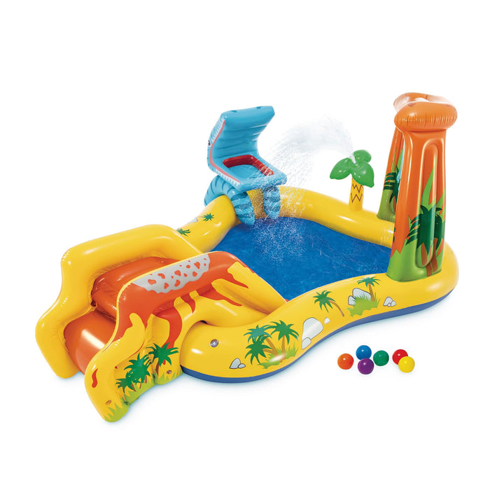 Aufblasbarer Wasserspielplatz Dinosaurier mit Rutsche und Sprinkler 249x191x109 cm - Bild 9