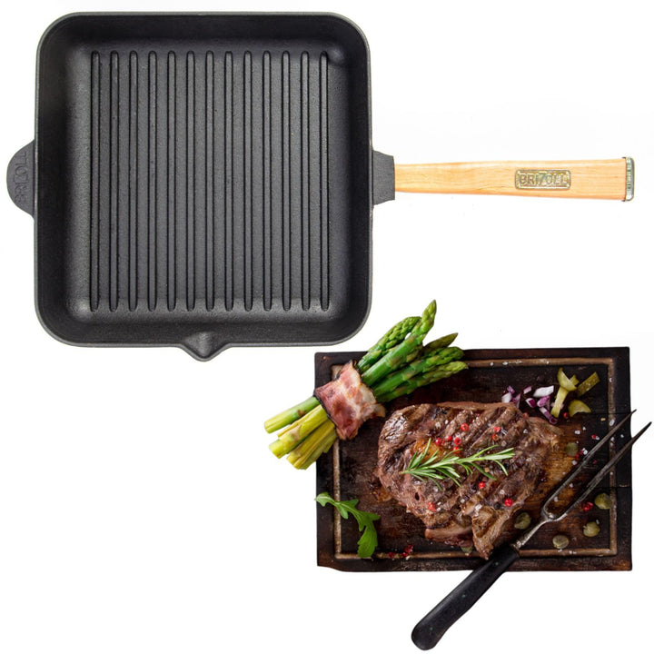 Gusseisen-Grillpfanne quadratisch 28x28 cm mit abnehmbarem Griff Induktion - Bild 8