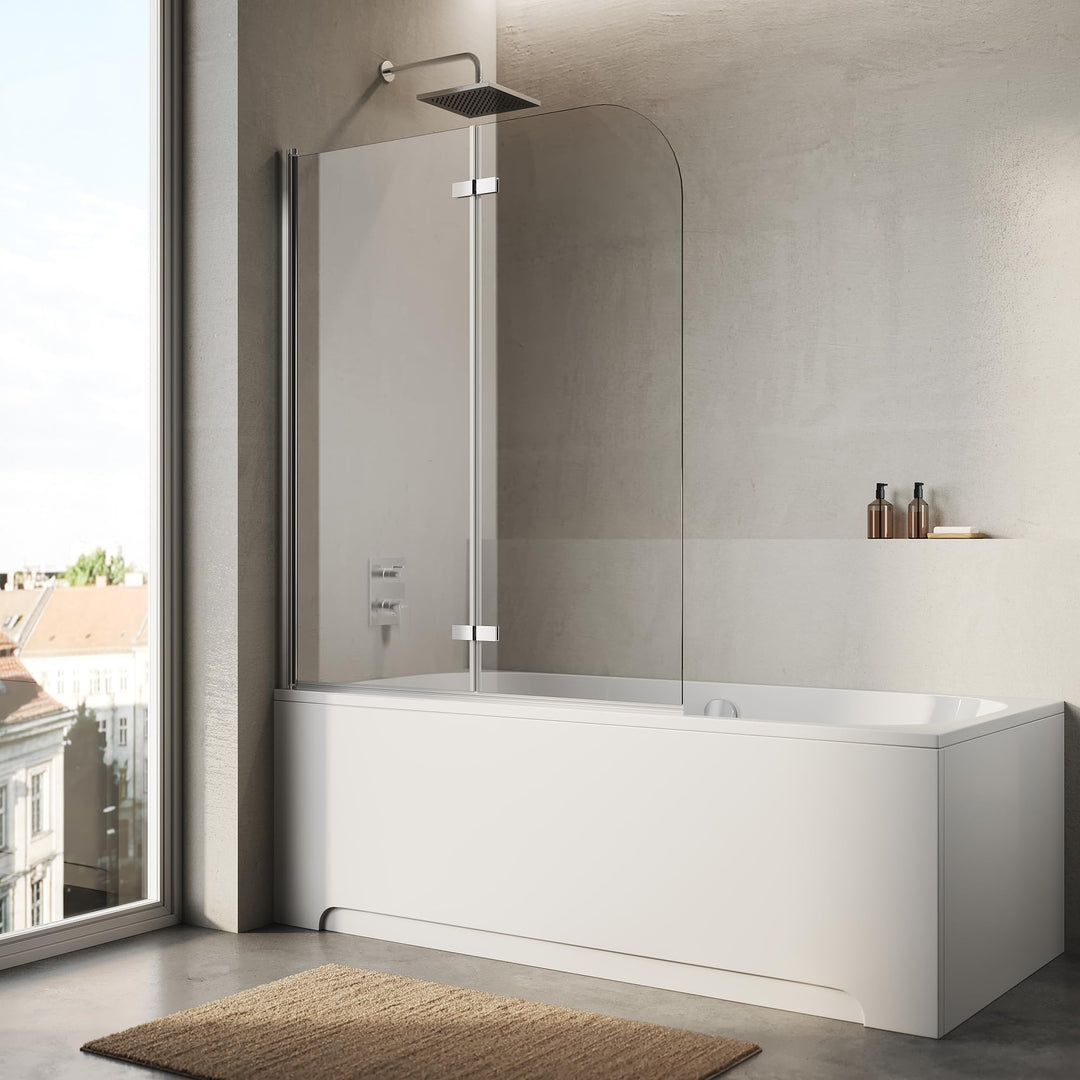 Badewannen-Duschwand 2-teilig faltbar 120x140 cm Nano-Glas 6 mm