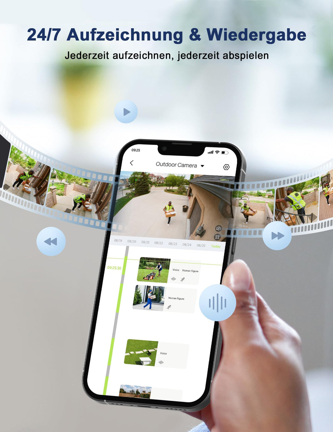 Überwachungskamera Aussen 2er-Set 1080P PTZ 360° mit Farb-Nachtsicht - Bild 4