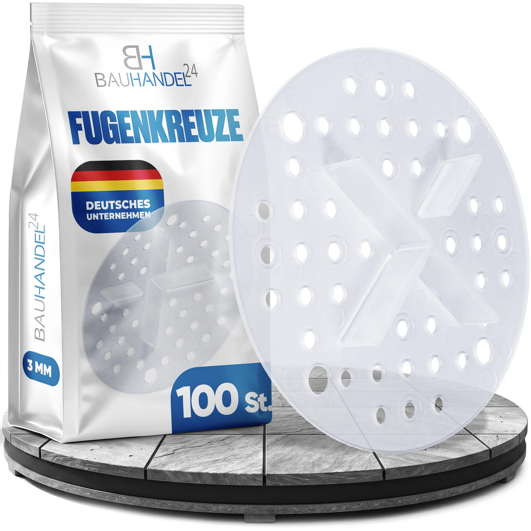 Fugenkreuze 3mm Terrassenplatten 100er-Set mit Teller Transparent