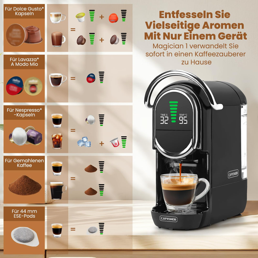 Kapselmaschine 5-in-1 für Nespresso Dolce Gusto ESE-Pad 20 Bar 1450W - Bild 4