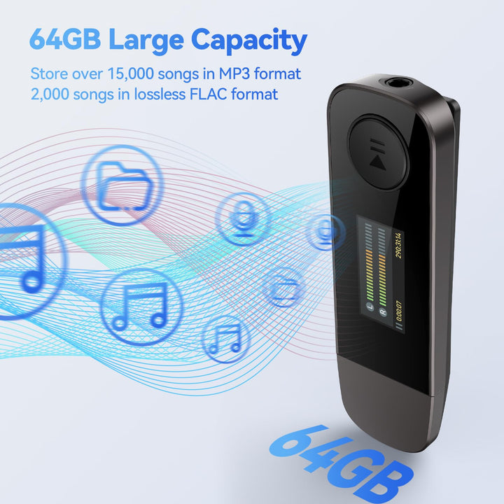 MP3 Player 64GB mit Bluetooth 5.3 und Rückenclip für Sport - Bild 8