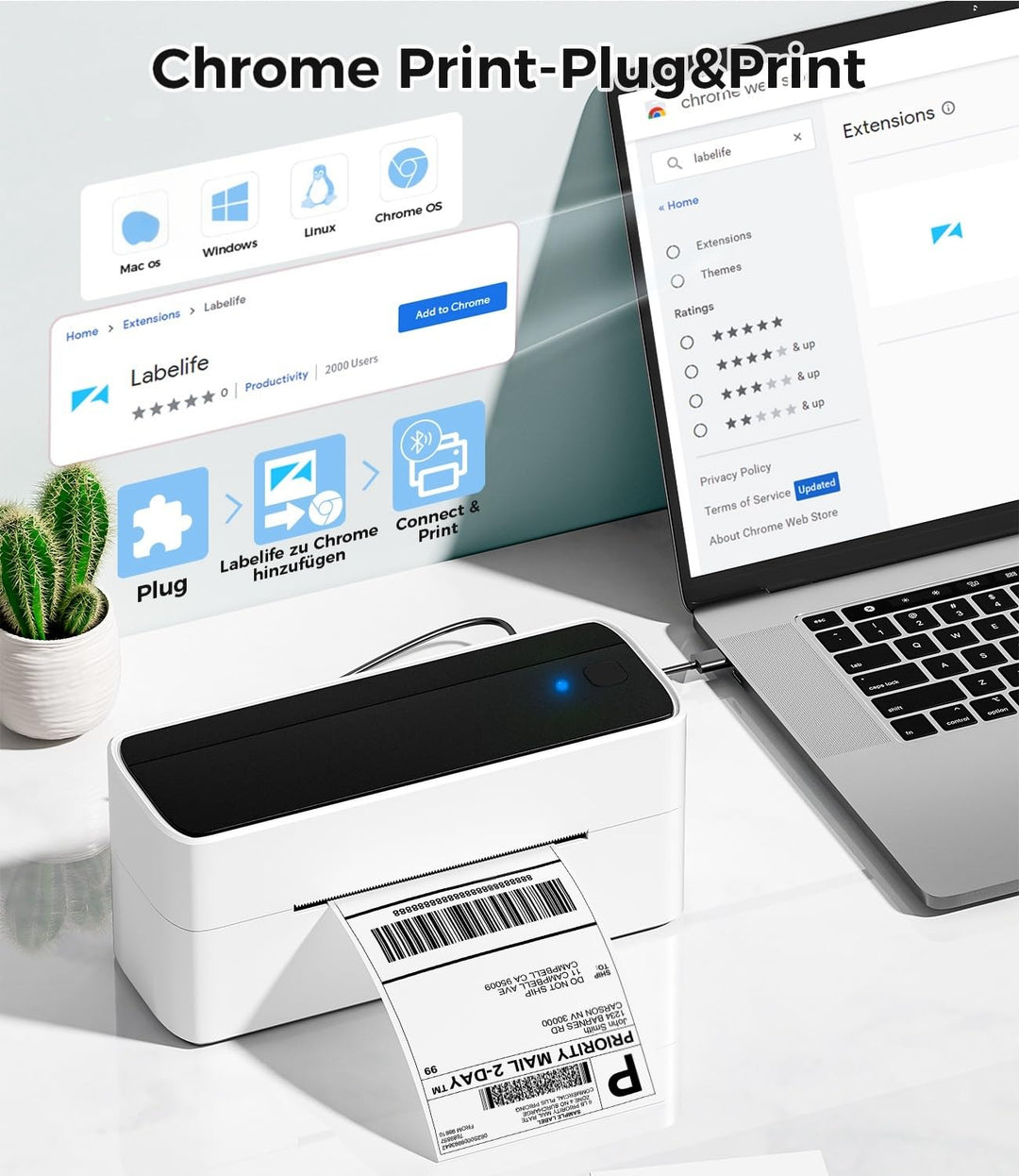 Etikettendrucker Bluetooth Thermodruck 4x6 für DHL DPD E-Commerce - Bild 8