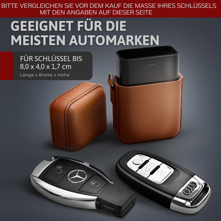 RFID Blocker Schlüsseletui Echtleder für Keyless-Go Autoschlüssel, Braun - Bild 3