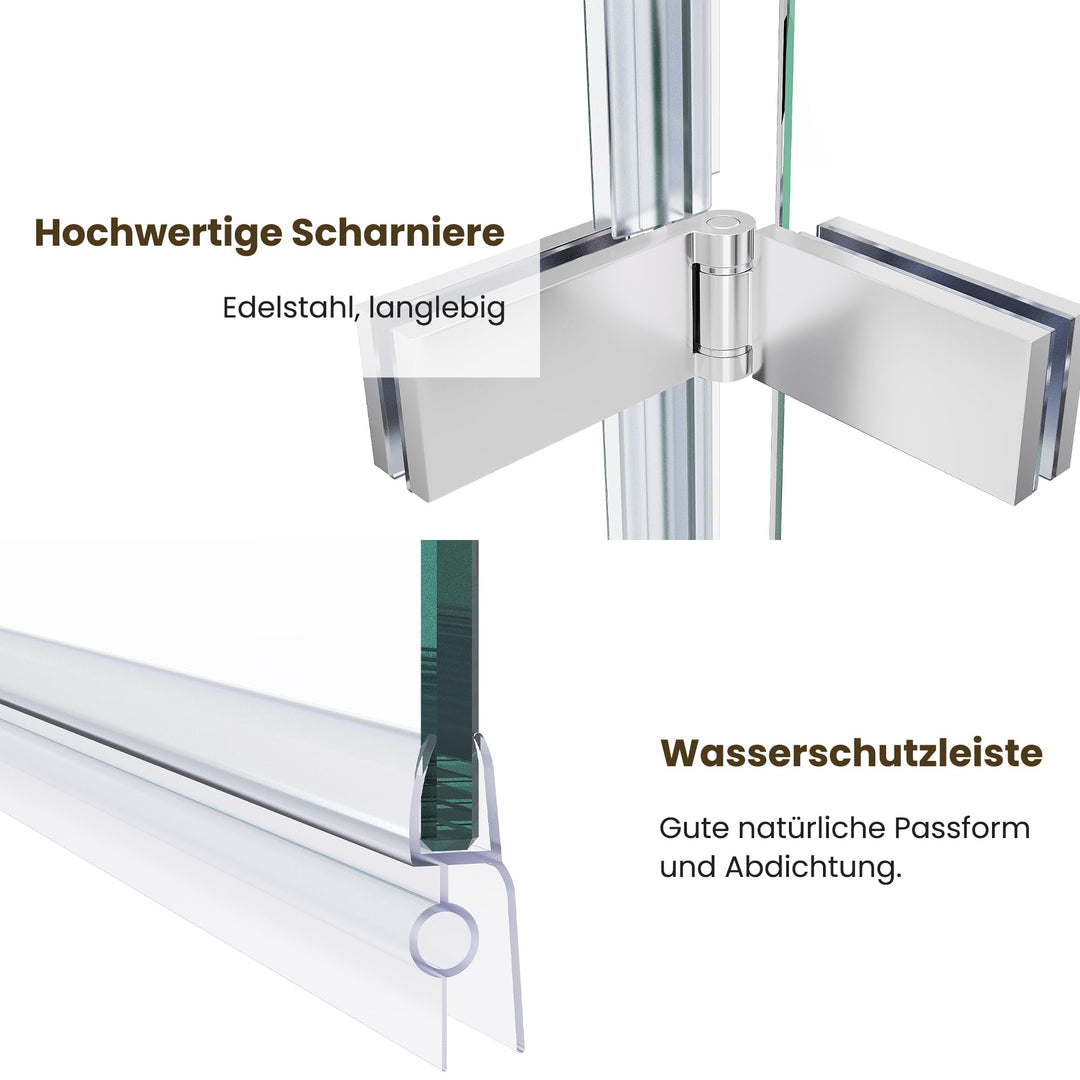Badewannen-Duschwand 2-teilig faltbar 120x140 cm Nano-Glas 6 mm - Bild 7