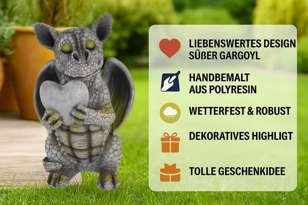 Drachenfigur Garten Polyresin Steineffekt frostbeständig 25 cm - Bild 2
