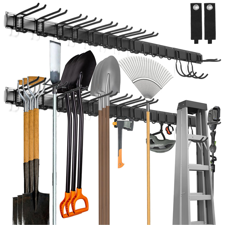 Werkzeug-Wandregal Stahl 203 cm mit 15 Haken für Garage und Garten