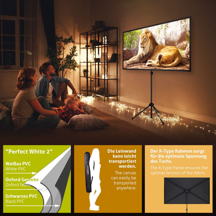 Stativleinwand X-Type 80 Zoll 16:9 für Heimkino und Events - Bild 3
