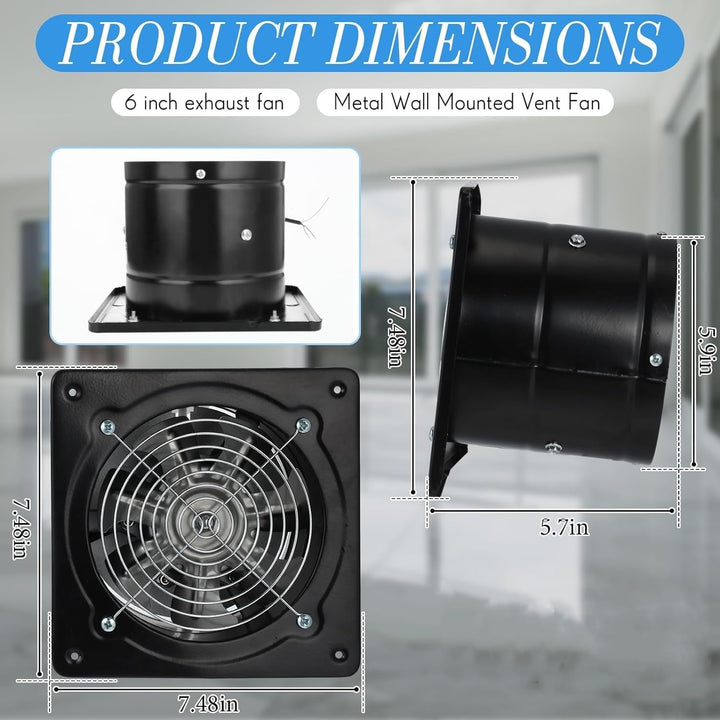 Wandventilator 6 Zoll Metall mit Kupfermotor für Bad und Küche - Bild 7