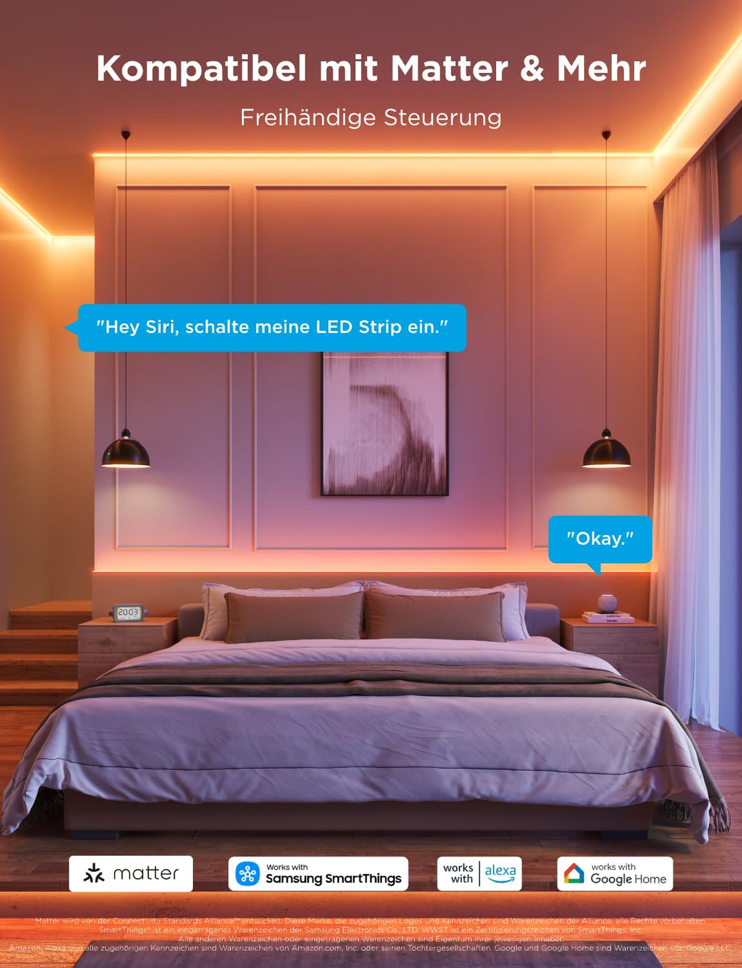 LED Strip RGBIC COB 3m mit Warmweiss 1350lm Smart Home - Bild 6