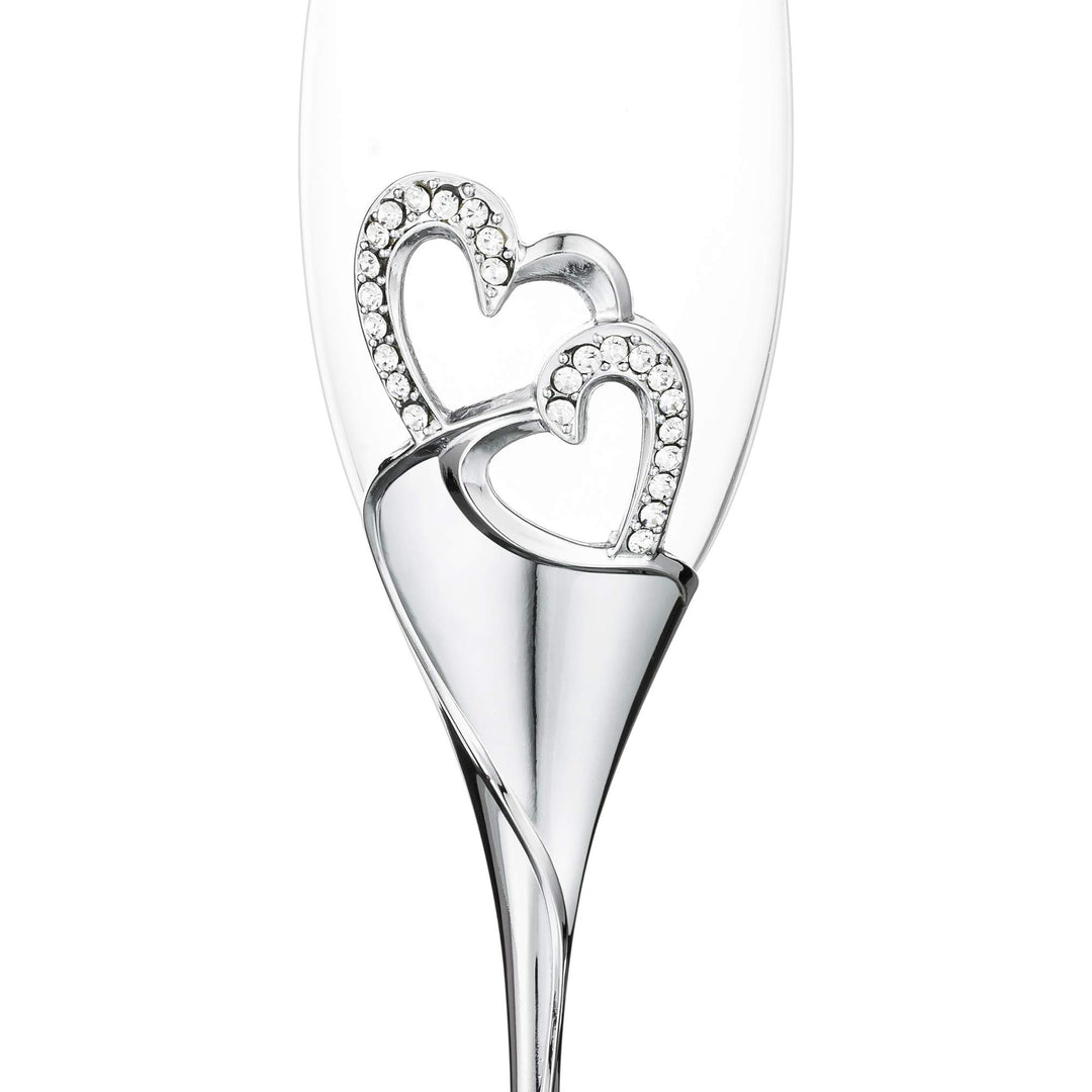 Sektgläser Hochzeit mit Strass 2er-Set Silber 200 ml - Bild 5