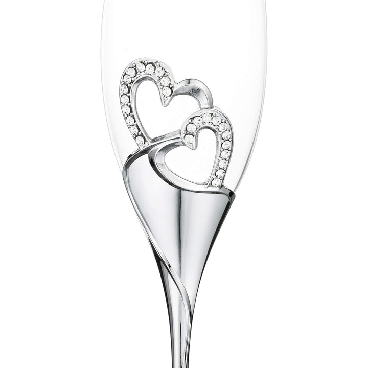 Sektgläser Hochzeit mit Strass 2er-Set Silber 200 ml - Bild 5