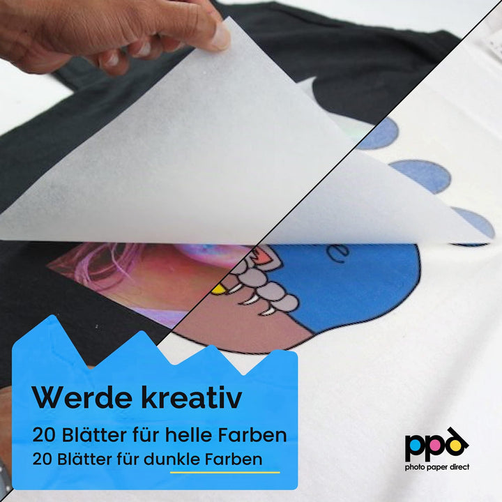 Transferpapier Inkjet A4 für helle &amp; dunkle Textilien 40 Blatt - Bild 3