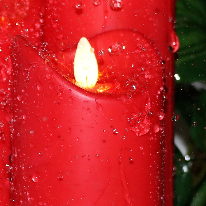 Gartenlaterne Edelstahl 12x12x30cm mit LED Kerze rot Timer Fernbedienung - Bild 6
