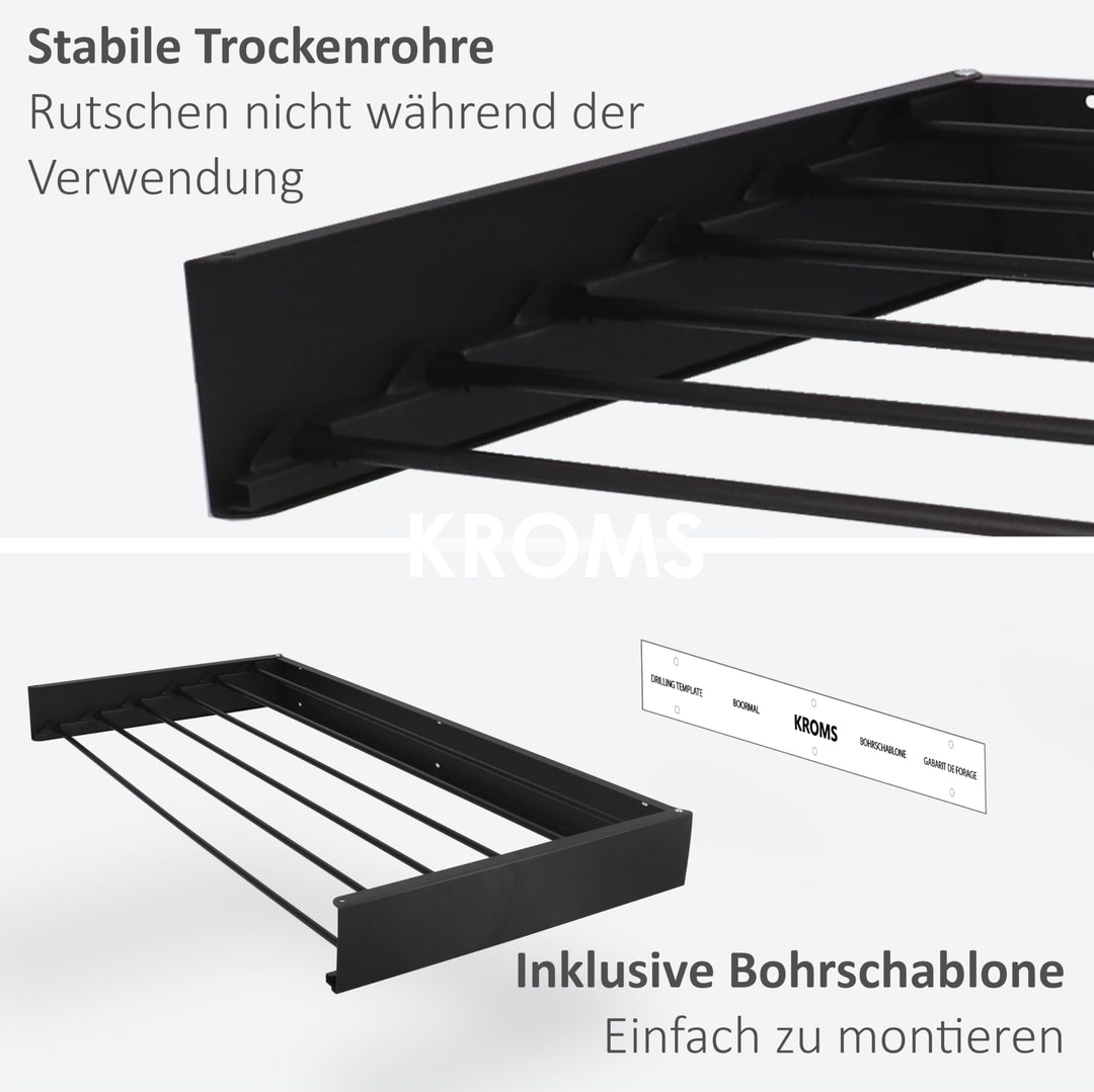 Wäscheständer Wand ausziehbar Aluminium 6m Trockenlänge schwarz - Bild 8