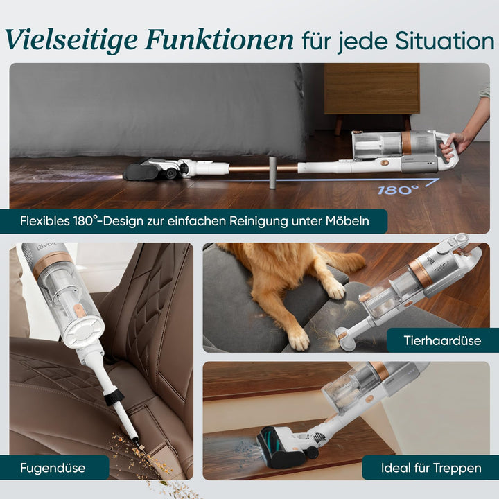 Akku-Staubsauger kabellos Anti-Tangle 75m² 50min Laufzeit Gold - Bild 7
