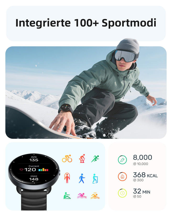 Smartwatch mit GPS und Schwimmtracking 5 ATM wasserdicht AMOLED - Bild 5
