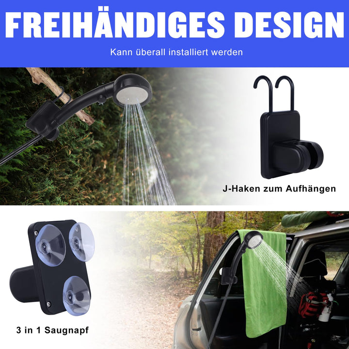 Campingdusche Akku 6000mAh mit Pumpe, 4 Modi, IPX7