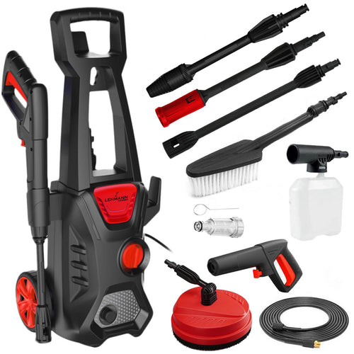 Hochdruckreiniger 1600W mit Flächenreiniger 9-tlg. Set Selbstansaugung