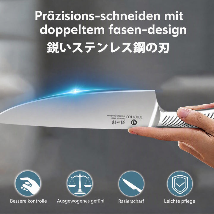Messerset 14-teilig mit Block Edelstahl 56 HRC für die Küche - Bild 4