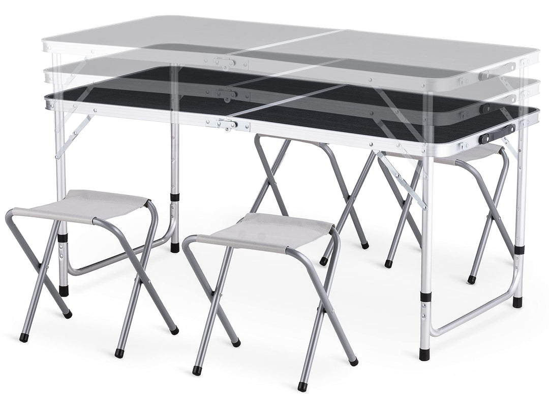 Camping Klapptisch-Set Aluminium 120x60 cm mit 4 Klappstühlen - Bild 5