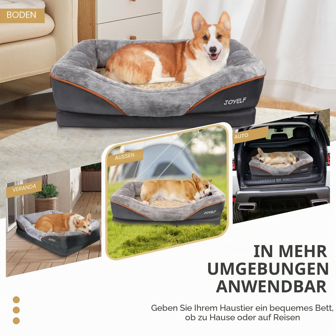Orthopädisches Hundebett Memory Foam mit Polster 91x68x20 cm Grau - Bild 6
