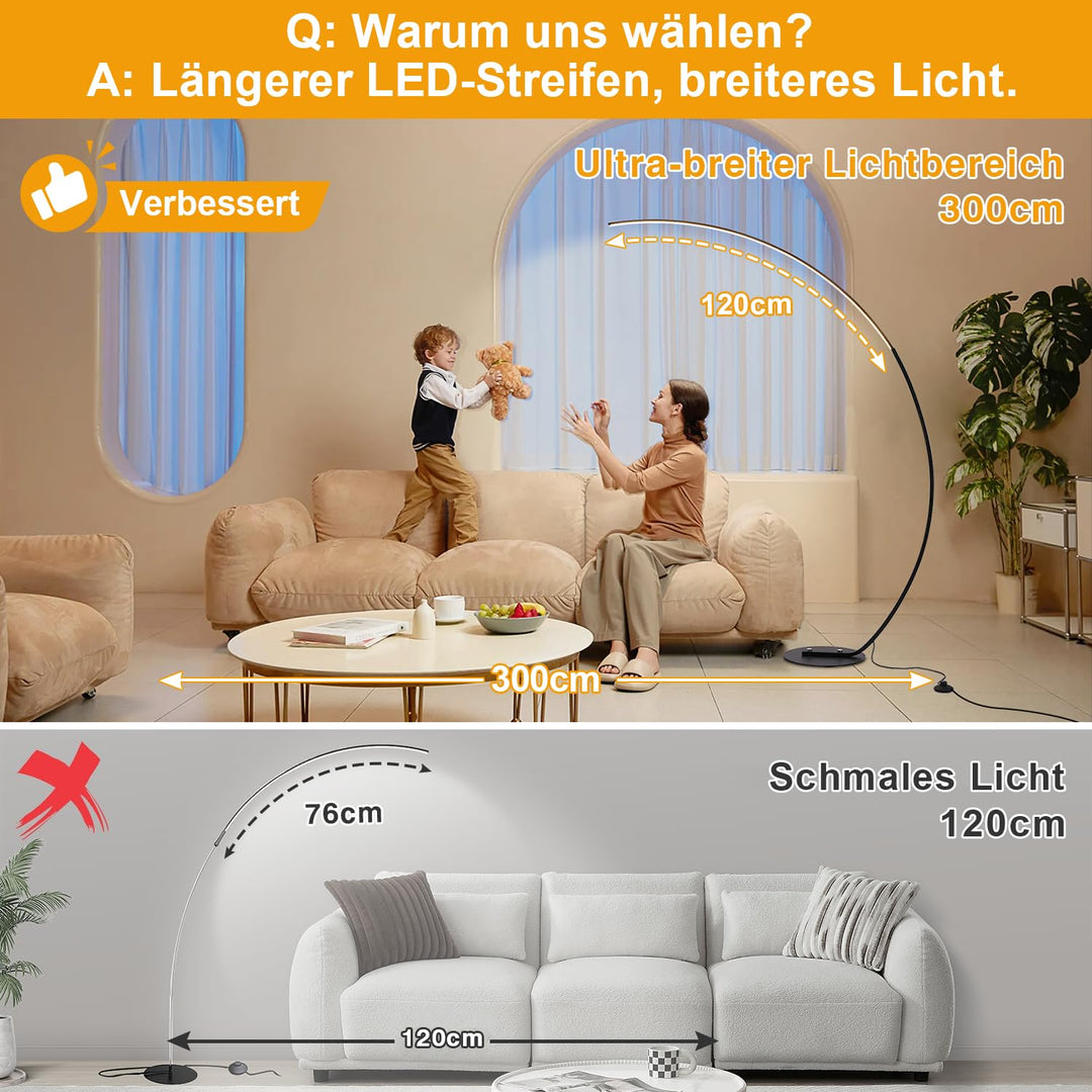Bogenlampe LED dimmbar Schwarz 25W 165cm mit Fernbedienung - Bild 3
