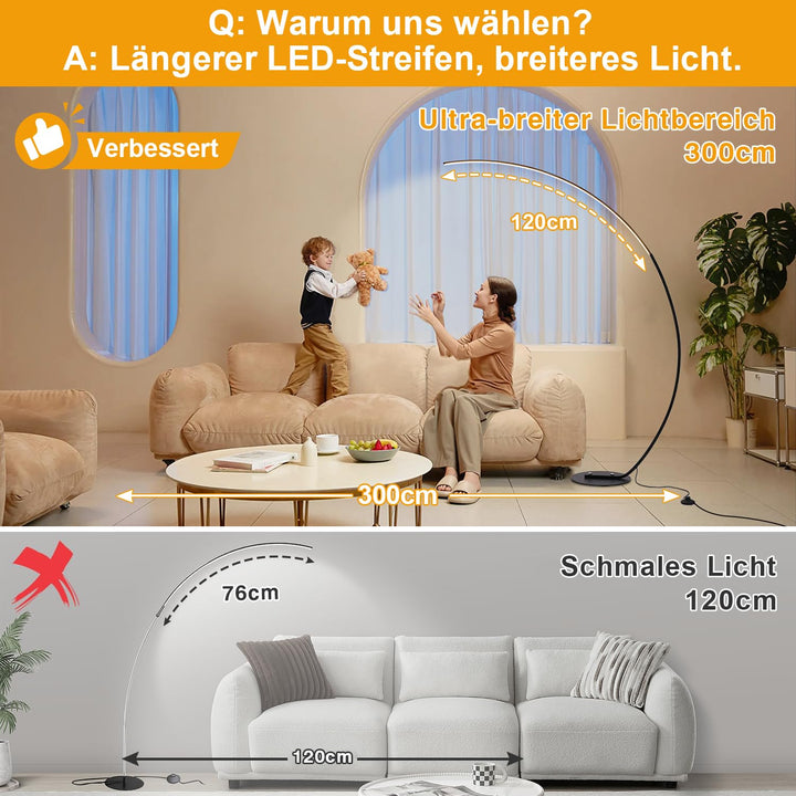 Bogenlampe LED dimmbar Schwarz 25W 165cm mit Fernbedienung - Bild 3