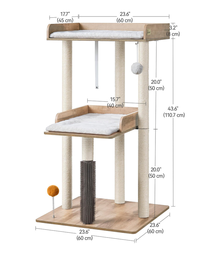 Katzenbaum 111cm Greige mit Kratzsäulen für grosse Katzen - Bild 5