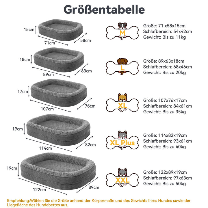 Orthopädisches Hundebett 89x63cm Memory-Schaum mit 360° Polsterung - Bild 6