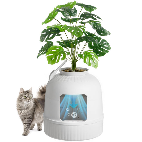 Katzenklo als Blumentopf getarnt mit Kunstpflanze 70 cm Weiss