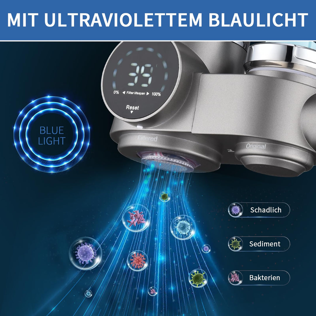 Wasserhahnfilter mit LED-Anzeige UV-Licht Aktivkohle Trinkwasser - Bild 4