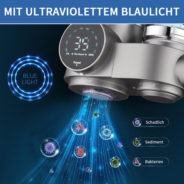 Wasserhahnfilter mit LED-Anzeige UV-Licht Aktivkohle Trinkwasser - Bild 4