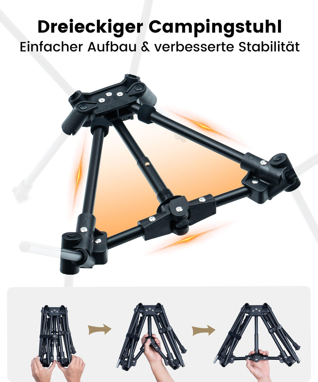 Campingstuhl faltbar 150 kg Aluminium Dreiecksrahmen mit Seitentaschen - Bild 5