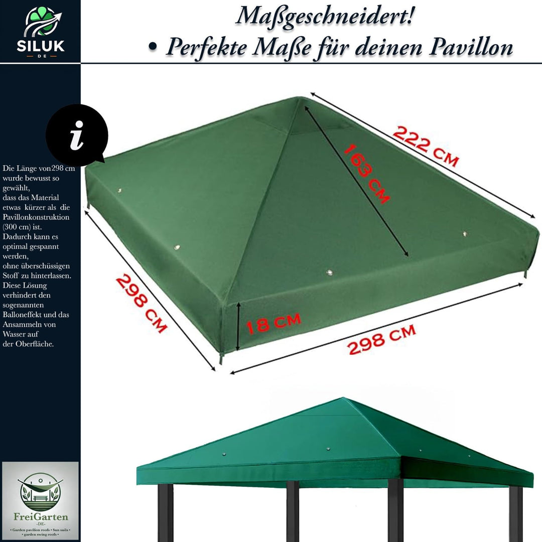 Ersatzdach Gartenpavillon 3x3 m Panama PVC 370 g/m² wasserdicht - Bild 2