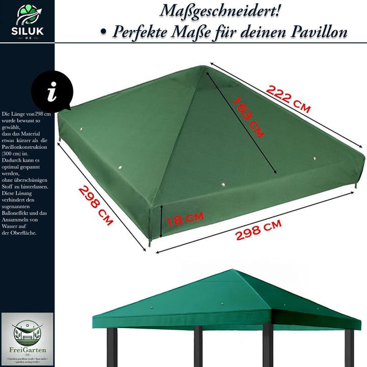 Ersatzdach Gartenpavillon 3x3 m Panama PVC 370 g/m² wasserdicht - Bild 2