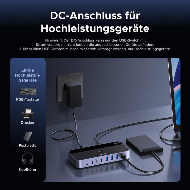 USB Switch 2 PC auf 7 Geräte USB 3.2 Gen2 10Gbps Plug &amp; Play - Bild 6