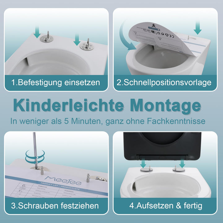 WC-Sitz D-Form Duroplast Grau mit Absenkautomatik Soft Close - Bild 4