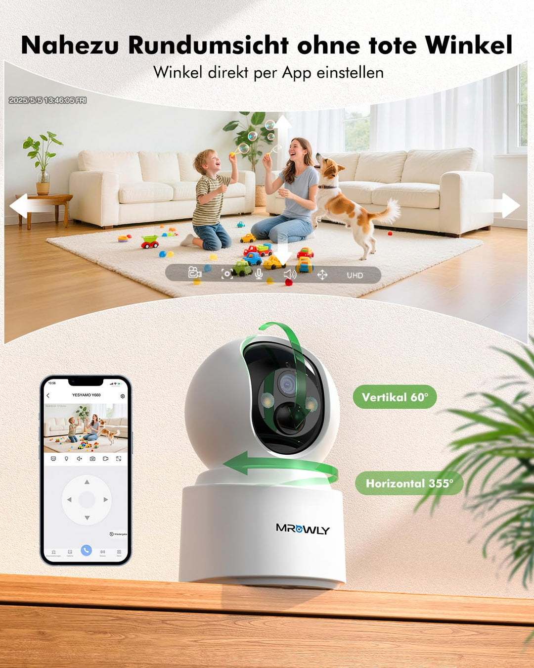 Überwachungskamera Innen Akku 2.5K/4MP 360° Farbnachtsicht - Bild 6