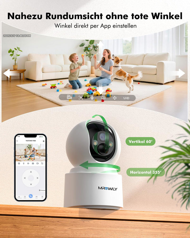 Überwachungskamera Innen Akku 2.5K/4MP 360° Farbnachtsicht - Bild 6