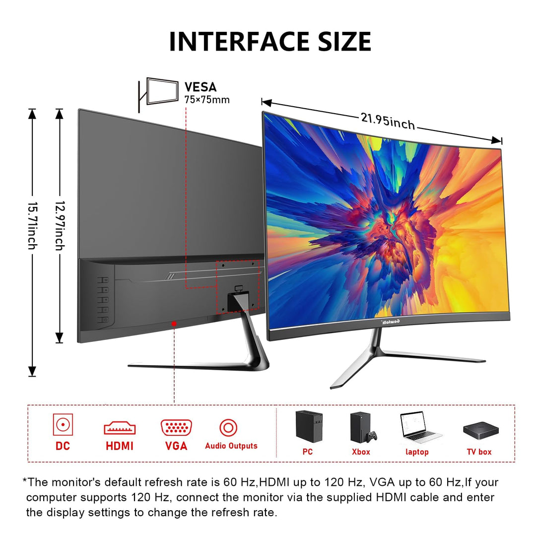 Curved Gaming Monitor 24,5 Zoll Full HD 120Hz mit Lautsprechern - Bild 7
