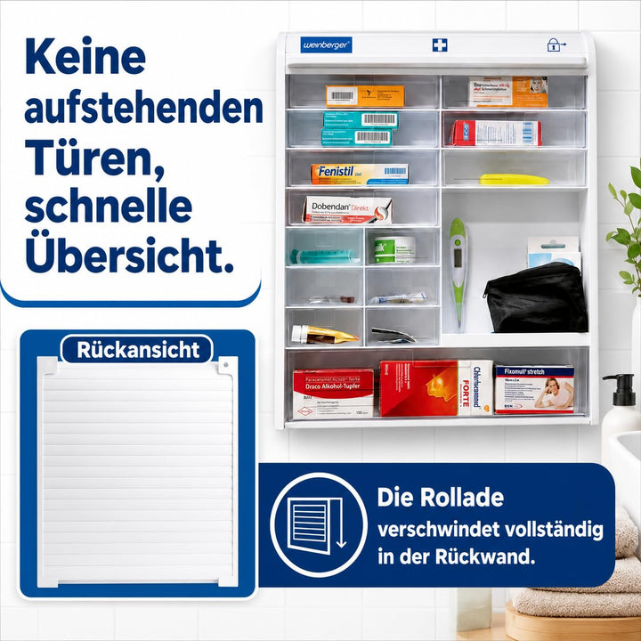 Medizinschrank hängend Weiss 14 Fächer mit Kindersicherung - Bild 5