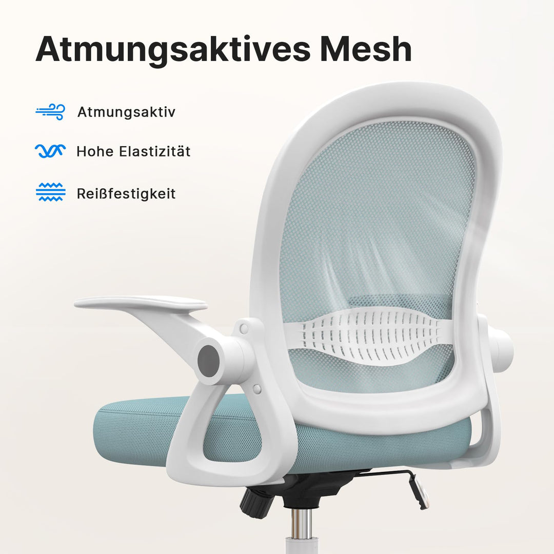 Bürostuhl Mesh Rückenlehne Blau mit klappbaren Armlehnen höhenverstellbar - Bild 5